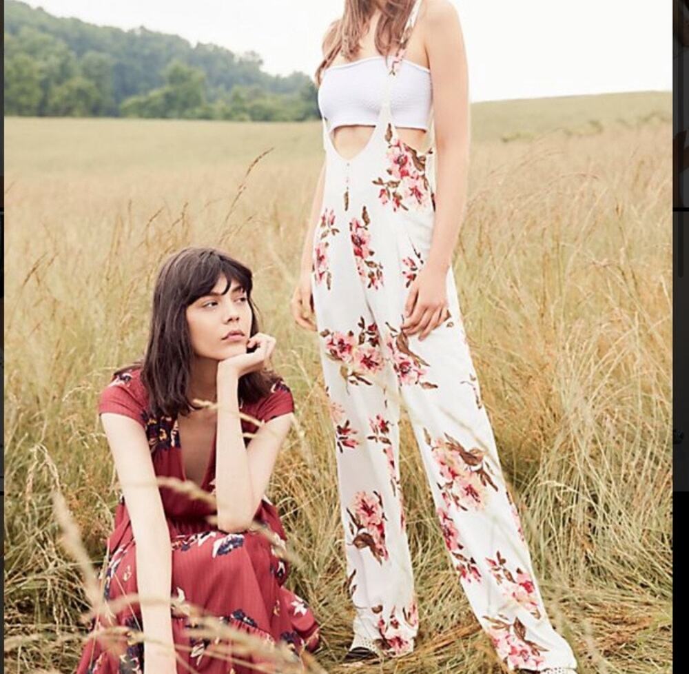 New FLYNN SKYE by FREE PEOPLE Floral Easy Rider Overalls Jumpsuit Size: Medium